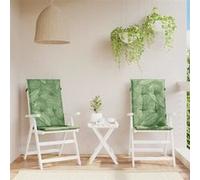 vidaXL Lot de 2 Coussins de Chaise à Dossier Haut, Galettes de Siège Anti-Glissement, Décoration Jardin Terrasse Patio, Modèle de Feuille Tissu