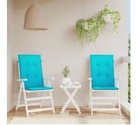 vidaXL Coussins de chaise à dossier haut 361271 – Lot de 2 anti‑glisse, déco jardin turquoise tissu