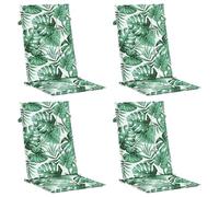 vidaXL Coussins de chaise à dossier haut modèle de Feuille 4 pcs tissu Vert G