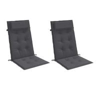 vidaXL Coussins de Chaise à Dossier Haut Lot de 2 Anthracite, Coussin, Coussin de Chaise, Coussin de siège, Coussin de canapé, Coussin d'extérieur