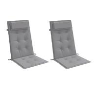 vidaXL Coussins de Chaise à Dossier Haut Lot de 2 Gris Tissu Oxford, Coussin, Coussin de Chaise, Coussin de siège, Coussin de canapé