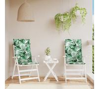 vidaXL Coussins de chaise à dossier haut Modèle Feuille Tissu 2 pcs