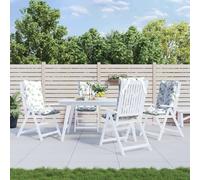 vidaXL Lot de 4 Coussins de Chaise à Dossier Haut, Galette de Siège Imperméable, Coussin d'Extérieur Anti-Glissement Jardin Terrasse, Modèle de Feuille