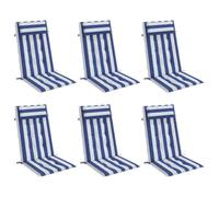 vidaXL Coussins de Chaise à Dossier Haut Lot de 6 Rayures Bleu/Blanc, Coussin, Coussin de Chaise, Coussin de siège, Coussin de canapé