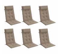 vidaXL Coussins de Chaise à Dossier Haut Lot de 6 Taupe Tissu Oxford, Coussin, Coussin de Chaise, Coussin de siège, Coussin de canapé