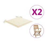 Vidaxl Coussins De Chaise De Jardin 2 Pcs Crã¿Me 40x40x3 Cm Tissu