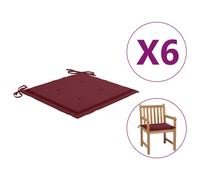 Vidaxl Coussins De Chaise De Jardin 6 Pcs Bordeaux 50x50x3 Cm Tissu