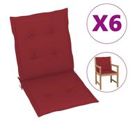 Vidaxl Coussins De Chaise De Jardin 6 Pcs Rouge Bordeaux 100x50x3 Cm