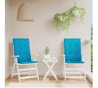 vidaXL Coussins de chaise de jardin à dossier haut lot de 2 bleu tissu 43183