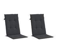 vidaXL Coussins de Chaise de Jardin à Dossier Haut Lot de 2, Coussin de Siège de Salon, Coussin de Meuble de Terrasse, Coussin d’Assise Extérieur, Noir Tissu