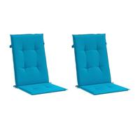 vidaXL Coussins de chaise de jardin à dossier haut – Lot de 2, bleu tissu