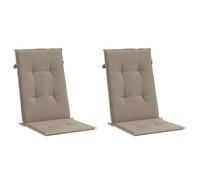 vidaXL Coussins de Chaise de Jardin à Dossier Haut Lot de 2, Coussin de Siège de Salon, Coussin de Meuble de Terrasse, Coussin d’Assise Extérieur, Taupe Tissu