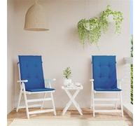 vidaXL Coussins de Chaise de Jardin à Dossier Haut Lot de 2, Coussin de Siège de Salon, Coussin de Meuble de Terrasse, Coussin d’Assise Extérieur, Bleu Royal Bleu G