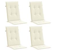 vidaXL Coussins de chaise de jardin à dossier haut – Lot de 4, assises extérieures crème