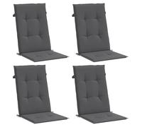 vidaXL Coussins de Chaise de Jardin à Dossier Haut Lot de 4, Coussin de Siège de Salon, Coussin de Meuble de Terrasse, Coussin d’Assise Extérieur, Anthracite Anthracite
