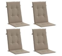 vidaXL Coussins de Chaise de Jardin à Dossier Haut Lot de 4, Coussin de Siège de Salon, Coussin de Meuble de Terrasse, Coussin d’Assise Extérieur, Taupe Tissu