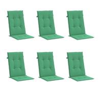 vidaXL Coussins de Chaise de Jardin à Dossier Haut Lot de 6, Coussin de Siège de Salon, Coussin de Meuble de Terrasse, Coussin d’Assise Extérieur, Vert Tissu