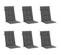 vidaXL Coussins de Chaise de Jardin à Dossier Haut Lot de 6, Coussin de Siège de Salon, Coussin de Meuble de Terrasse, Coussin d’Assise Extérieur, Anthracite