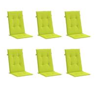 vidaXL Coussins de Chaise de Jardin à Dossier Haut Lot de 6, Coussin de Siège de Salon, Coussin de Meuble de Terrasse, Coussin d’Assise Extérieur, Vert Vif