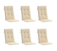 vidaXL Coussins de Chaise de Jardin à Dossier Haut Lot de 6, Coussin de Siège de Salon, Coussin de Meuble de Terrasse, Coussin d’Assise Extérieur, Beige Tissu