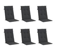 vidaXL Coussins de Chaise de Jardin à Dossier Haut Lot de 6, Coussin de Siège de Salon, Coussin de Meuble de Terrasse, Coussin d’Assise Extérieur, Noir Tissu