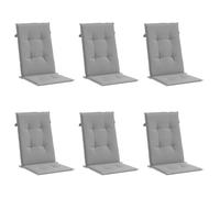 vidaXL Coussins de Chaise de Jardin à Dossier Haut Lot de 6, Coussin de Siège de Salon, Coussin de Meuble de Terrasse, Coussin d’Assise Extérieur, Gris Tissu