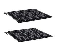 vidaXL Coussins de Chaise de Jardin Lot de 2 Motif à Carreaux Noir