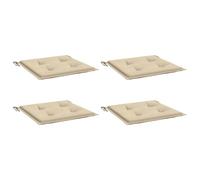 vidaXL Coussins de Chaise de Jardin Lot de 4, Coussin de Siège de Salon, Coussin de Meuble de Terrasse, Coussin d’Assise Extérieur, Beige 50x50x4cm Tissu Oxford