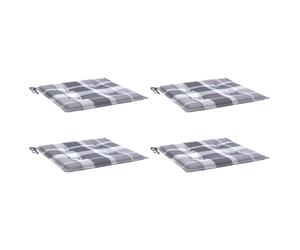 vidaXL Coussins de Chaise de Jardin Lot de 4, Coussin de Siège de Salon, Coussin de Meuble de Terrasse, Coussin d’Assise Extérieur, Carreaux Gris 50x50x3 cm