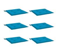 vidaXL Coussins de Chaise de Jardin Lot de 6, Coussin de Siège de Salon, Coussin de Meuble de Terrasse, Coussin d’Assise Extérieur, Bleu 50x50x3 cm Tissu Oxford