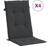 vidaXL Coussins de chaise de jardin pour chaises à haut dossier 4 pcs. noir 120x50x3 cm