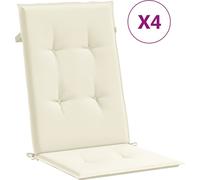 vidaXL Coussins de chaise de jardin pour hauts dossiers 4pcs. crème 120x50x3cm tissu