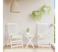 vidaXL Lot de 2 Coussins de Chaise, Galette de Siège avec Jeux de Cordes, Coussin d'Extérieur Imperméable, Blanc Crème 50x50x7 cm Tissu Oxford