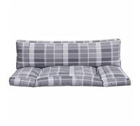 vidaXL Coussins de Palette 2 pcs Carreaux Gris Tissu, Coussin, Coussin de canapé, Oreiller de Dos, Coussin extérieur, Coussin de siège