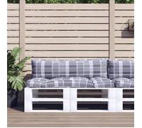 vidaXL Coussins de palette 2 pcs Carreaux gris tissu - Coussin de siège/extérieur
