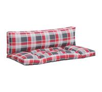 vidaXL Coussins de Palette 2 pcs Carreaux Rouges Tissu, Coussin, Coussin de canapé, Oreiller de Dos, Coussin extérieur, Coussin de siège