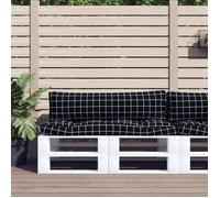 Coussins de palette 2 pcs motif à carreaux noir tissu Oxford, coussin, coussin de canapé, oreiller de dos, coussin extérieur, coussin de siège