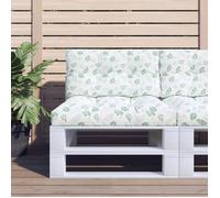 vidaXL Coussins de palette 2 pcs motif de feuilles tissu, coussin, coussin de canapé, oreiller de dos, coussin extérieur, 360729