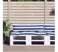 vidaXL Coussins de palette 2 pcs 360937 Rayures bleues/blanches Tissu Oxford