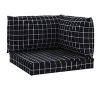 Coussins de palette 3 pcs motif à carreaux noir tissu Oxford 361786
