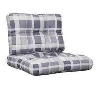 vidaXL Coussins de palette Lot de 2 motif à carreaux gris, tissu multicolore
