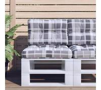 Vidaxl Coussins De Palette Lot De 2 Motif À Carreaux Gris Tissu Multicolore