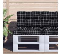 vidaXL Coussins de palette lot de 2 motif à carreaux noir tissu