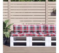 Vidaxl Coussins De Palette Lot De 2 Motif À Carreaux Rouge Tissu