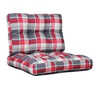 vidaXL Coussins de Palette Lot de 2 Motif à Carreaux Rouge Tissu