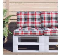 Vidaxl Coussins De Palette Lot De 2 Motif À Carreaux Rouge Tissu 360658 Multicolore