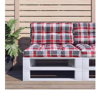vidaXL Palletkussens 2 st stof ruitpatroon rood360724 Rouge G
