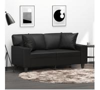 vidaXL Lot de 2 Coussins Décoratifs, Oreillers de Balcon, Coussins de Sièges Patio Jardinage Jardin Terrasse Extérieur, Noir Similicuir
