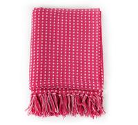 Vidaxl Couverture Coton À Carreaux 160x210 Cm Rose