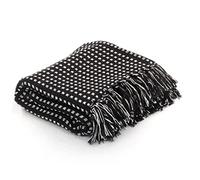 vidaXL Couverture Coton à Carrés 220x250 cm Noir Chaise Canapé Lit Décor